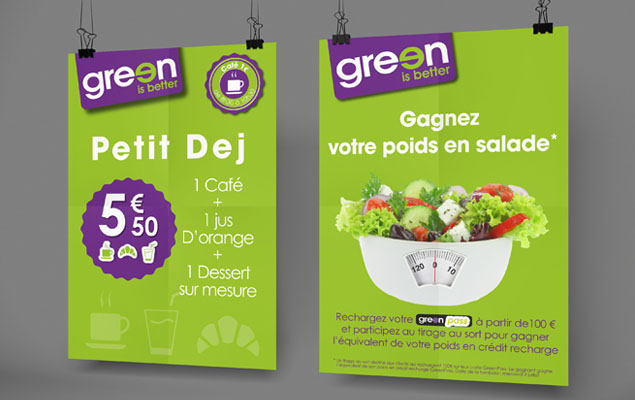 Création des affiches pour le réseau de franchise Saladbar de Green Is Better