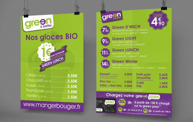 Création des affiches pour le réseau de franchise Saladbar de Green Is Better