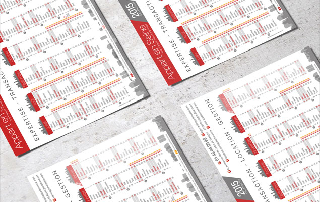 Création et gestion de l'impression pour la réalisation des calendriers 2015 de l'Agence Immobilière Appart En Seine