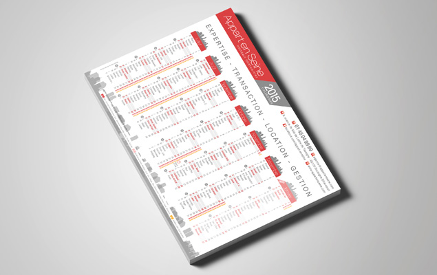 Création et gestion de l'impression pour la réalisation des calendriers 2015 de l'Agence Immobilière Appart En Seine