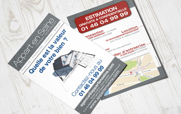 Création et gestion de l'impression pour la réalisation des flyers de l'Agence Immobilière Appart En Seine