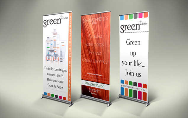 Création de Roll-Up pour la visibilité de la marque Green Cosmetics pour leur salon 