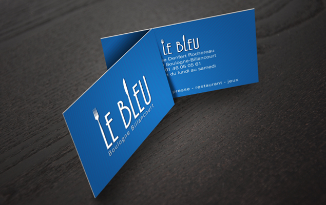 Création et gestion de l'impression pour la réalisation des cartes de visite du restaurant Le Bleu