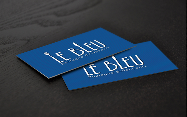 Création et gestion de l'impression pour la réalisation des cartes de visite du restaurant Le Bleu