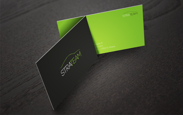 Création et gestion de l'impression pour la réalisation des cartes de visite pour l'agence Strateam