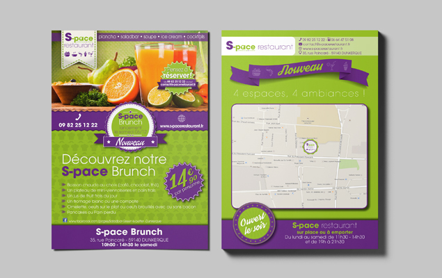 Création des flyers pour le restaurant S-Pace Restaurant de dunkerque