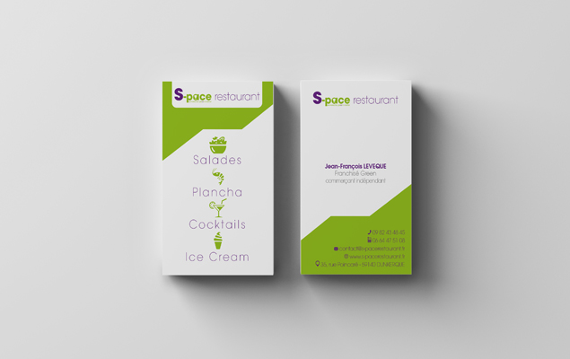 Création des cartes de visite pour le restaurant S-Pace Restaurant de dunkerque