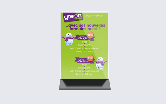 Création des plexy de table du réseau de franchise Green Is Better